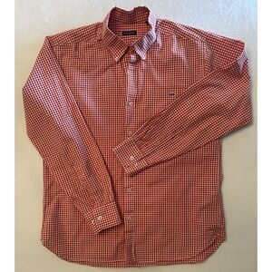 Fish Hippie Men's Long Sleeve Button Down Red Gingham Plaid‎ Check Shirt Size Lg